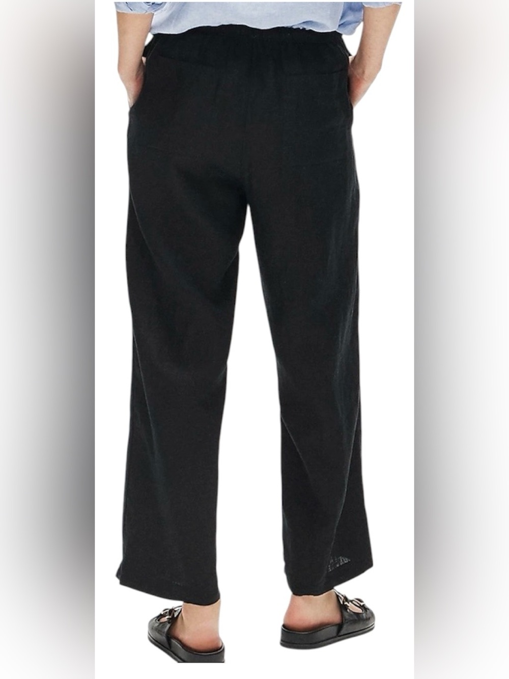 J. Crew Black 💯 Linen Wide-Leg Drawstring Pants Size Small - Picture 2 of 14